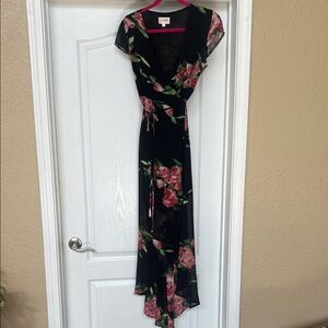 Black Floral High Low Dress